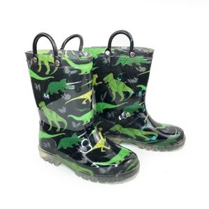 Kid's Dino Green Rain Light Up Boots | 9